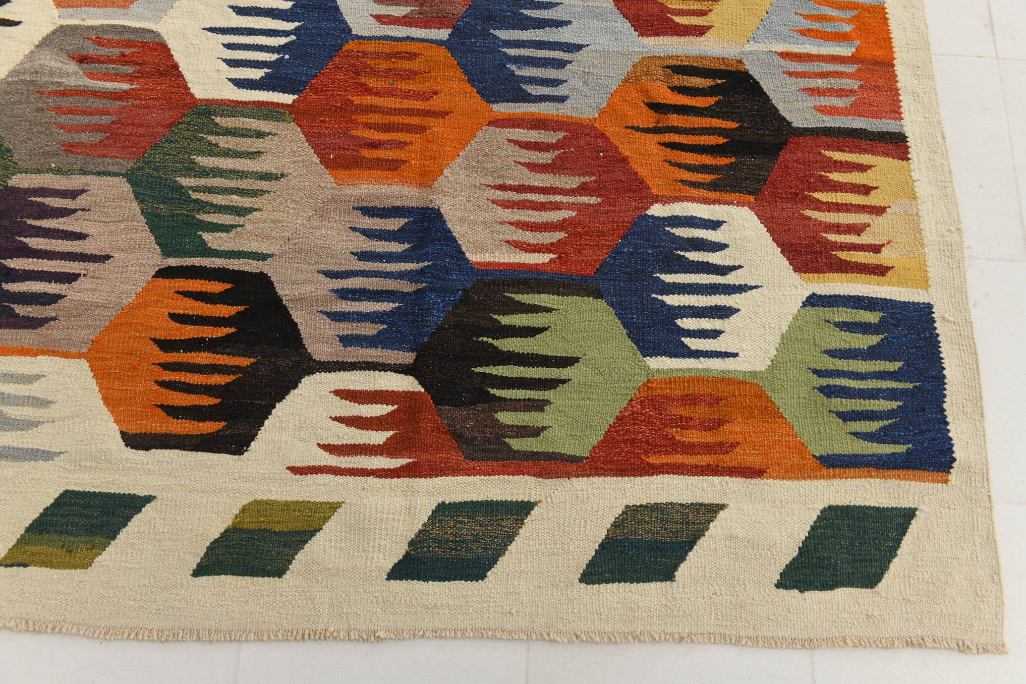 8x12 Kilim Rare Style Multicolor Designer Vintage Kilim Rug, 255x376 Cm