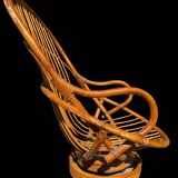 70s rattan and bamboo swivel chair