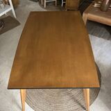 Scandinavian wooden and black table, 50s-70s