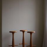 Set of 3 oak bar stools, mid-century Danish modern, Rainer Daumiller, 1960s.