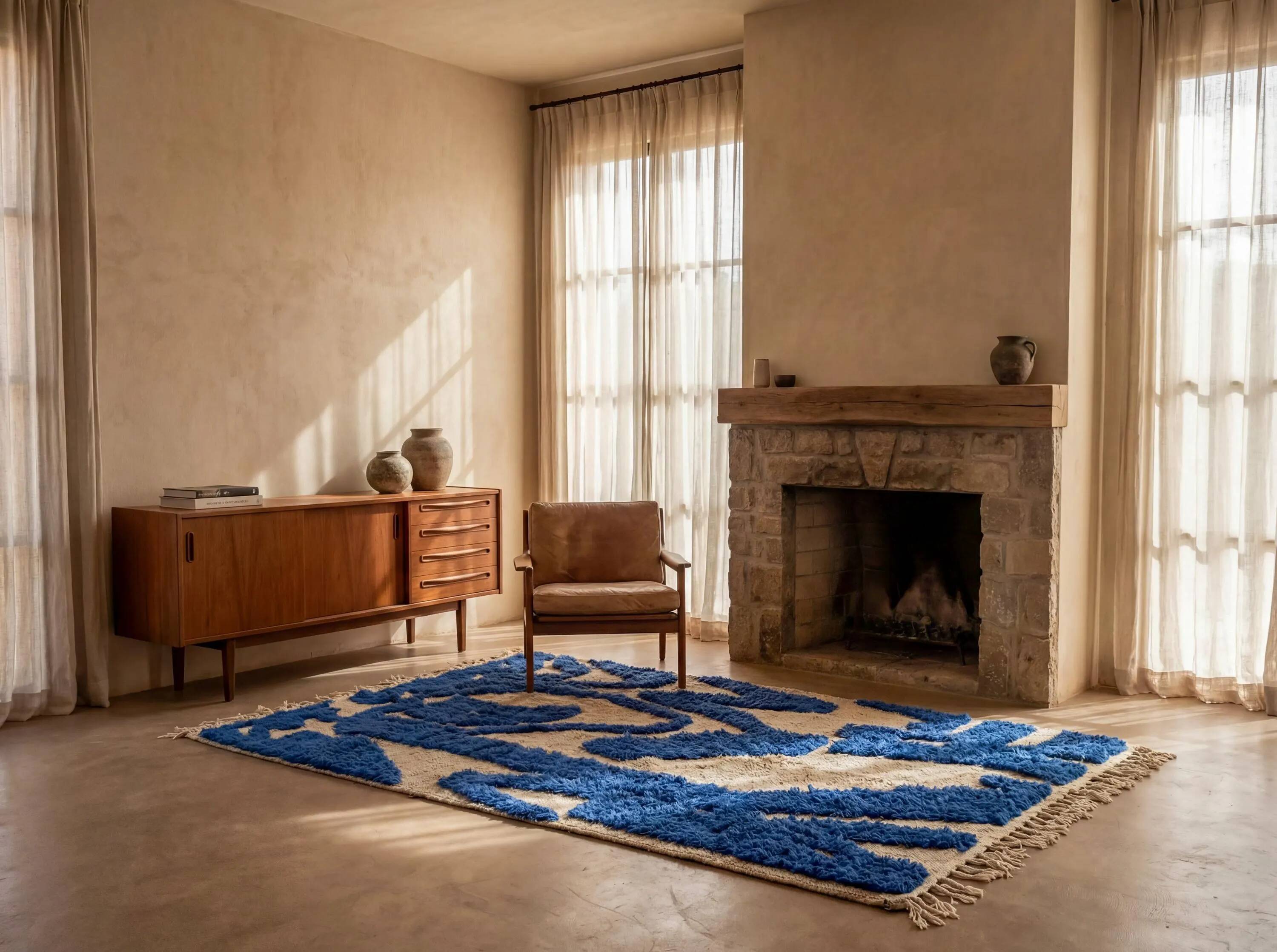 Handmade Berber rug in wool 3 x 2 m