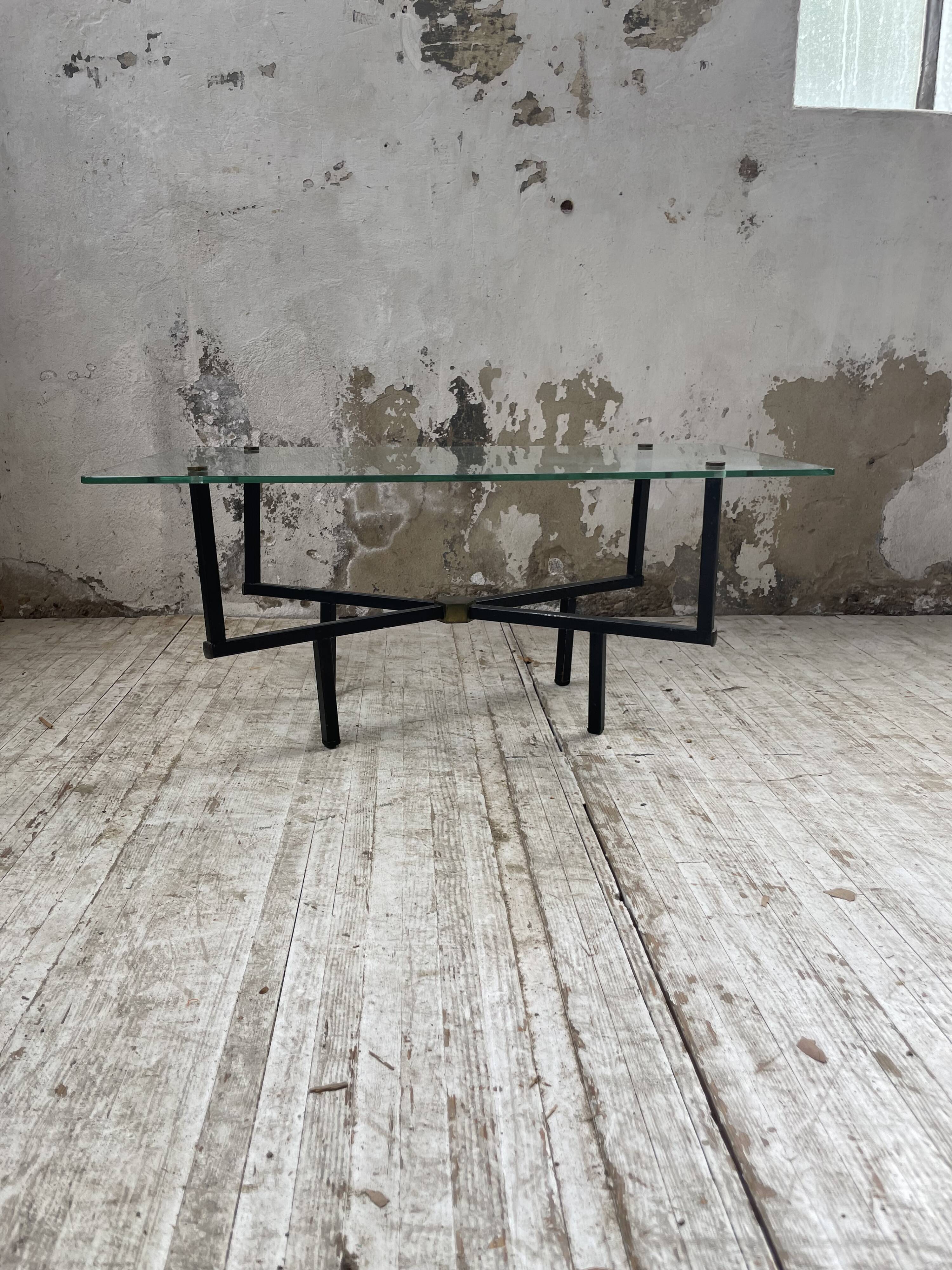 60s glass coffee table