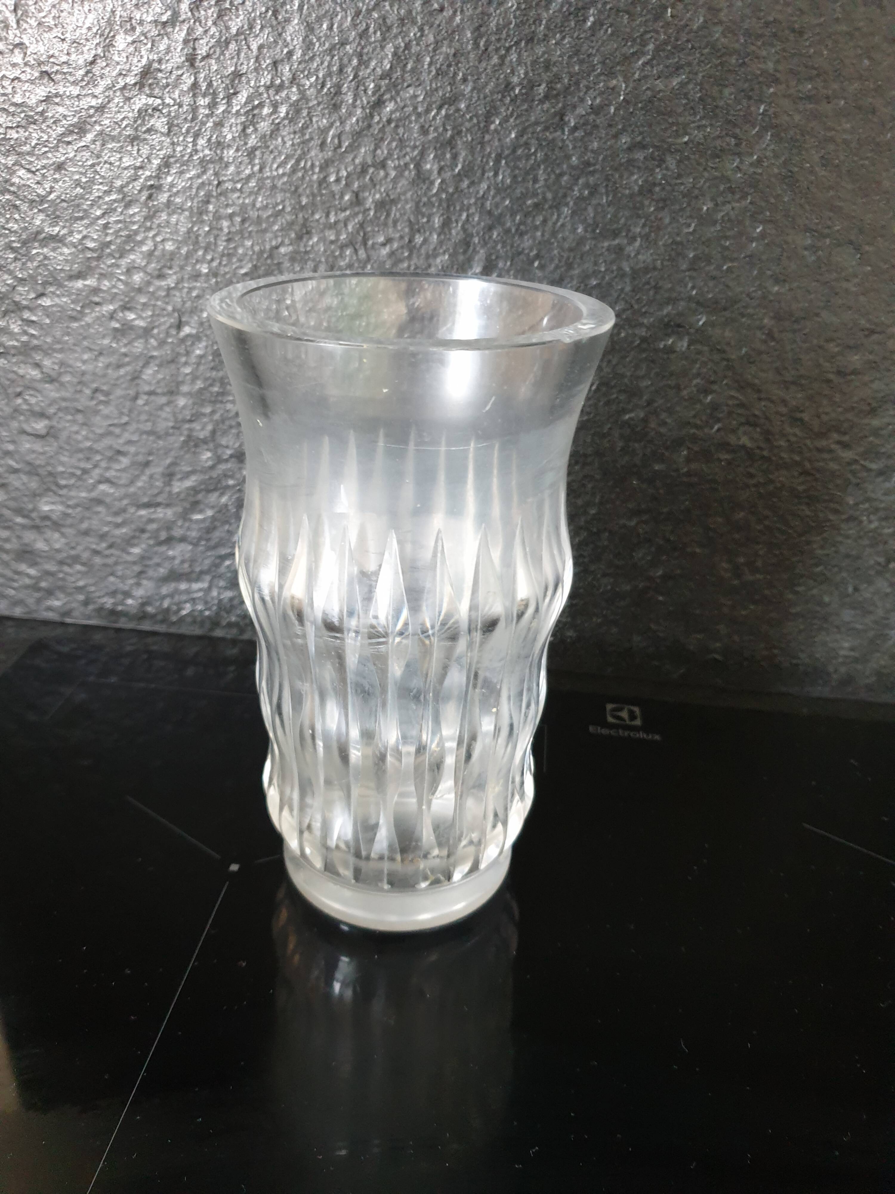 Old Art Deco Style Vase in Crystal Glass Signed Daum Cross of Lorraine and France