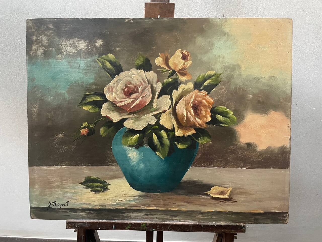 Old painting oil on panel signed J. Troquet