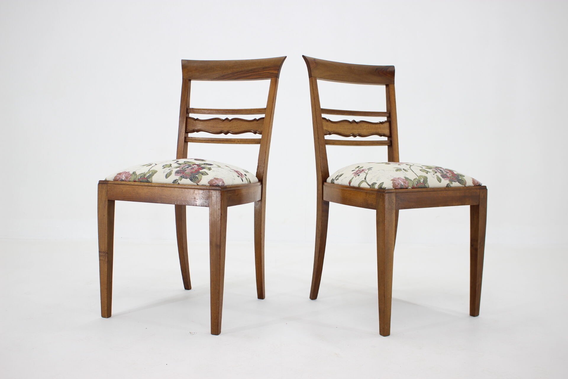 Set of two antique side chairs, czechoslovakia 1950