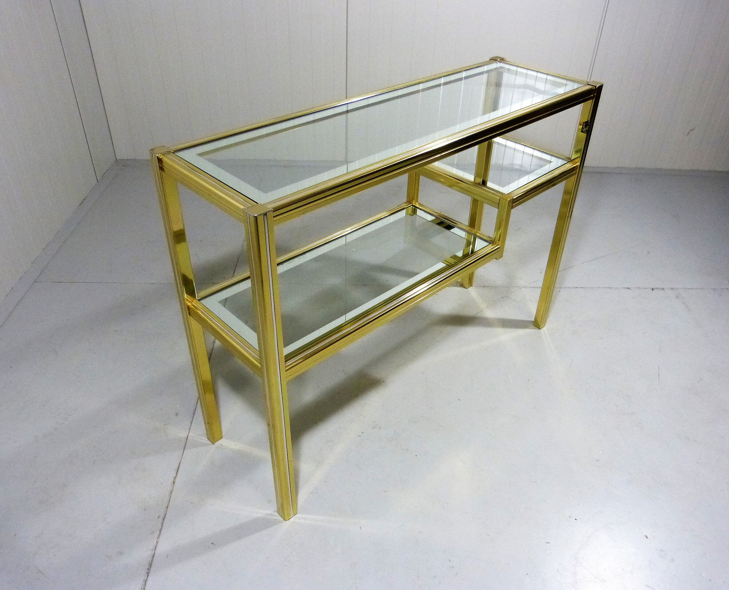Italian glass & brass side table 1970