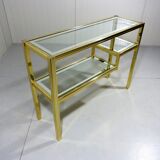 Italian glass & brass side table 1970