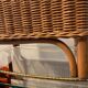Vintage rattan and wicker ottoman 70s