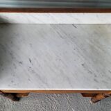Ancienne table de toilette coiffeuse en marbre et bois massif