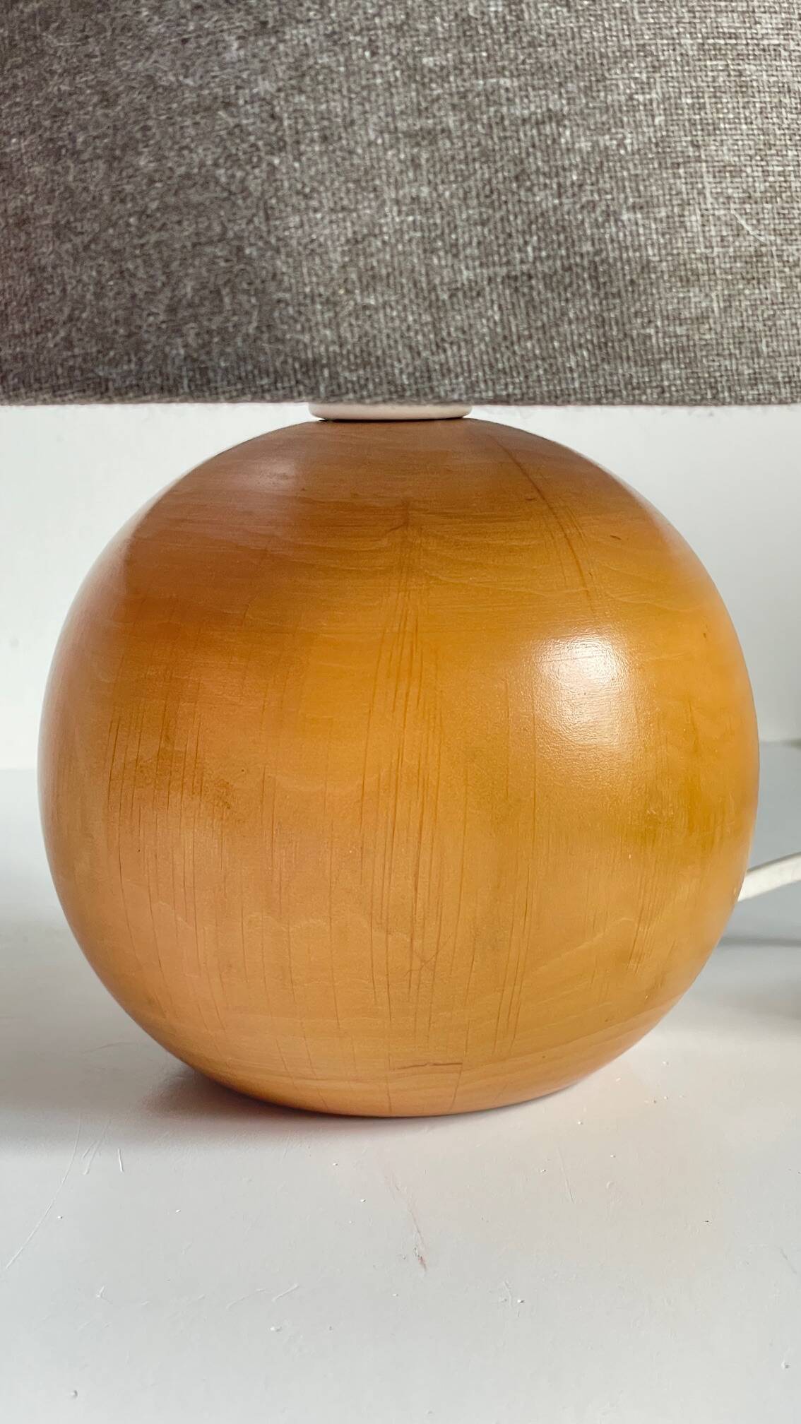 Solid wood ball lamp from the 70s