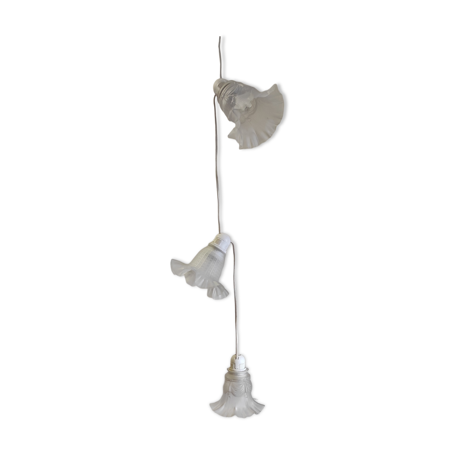 Suspension with 3 glass tulips - mid 20th century.