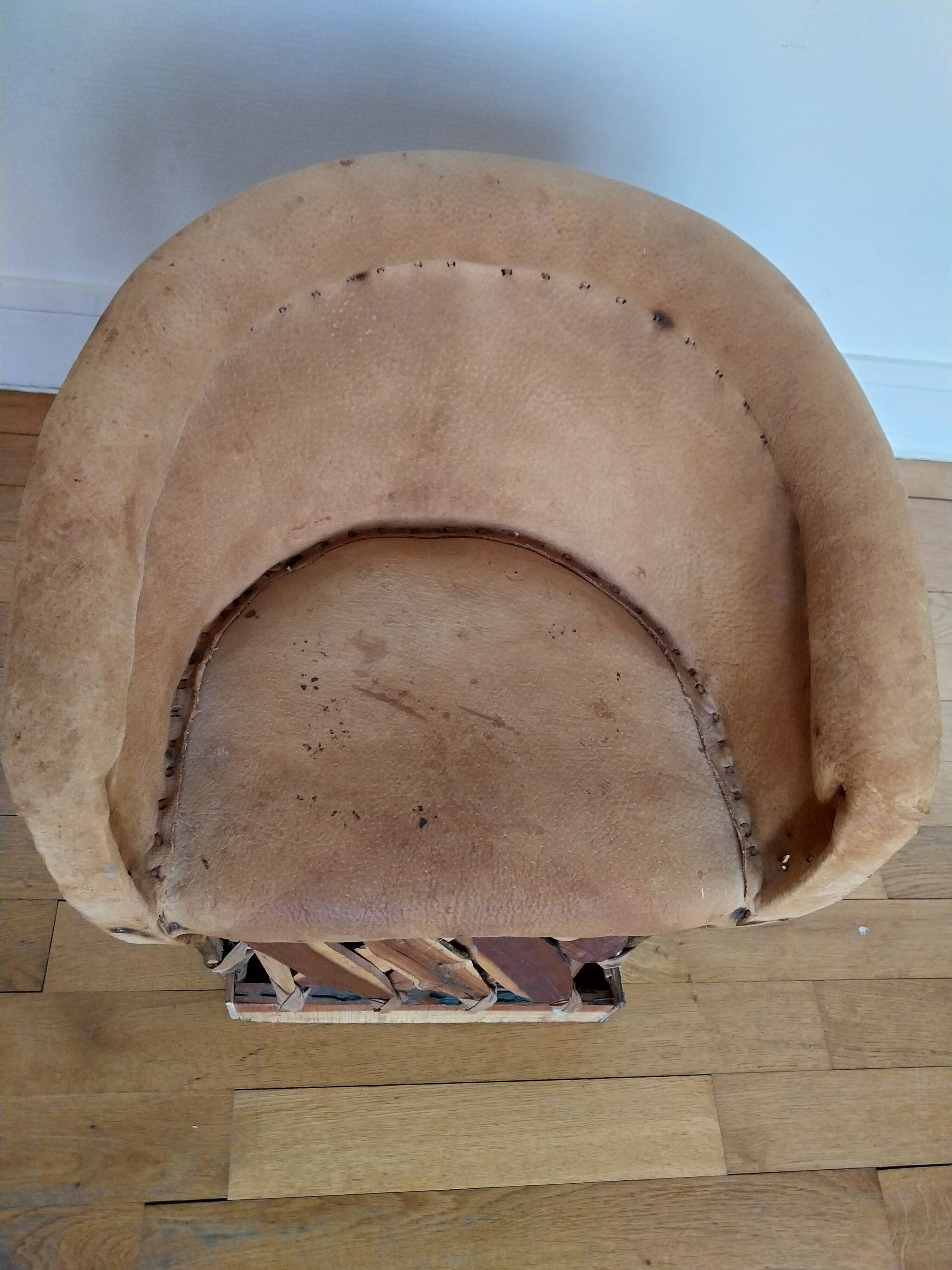 Fauteuil méxicain équipale enfant en cuir et bois