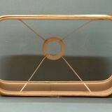 Lamp Le Dauphin black ceramic glazed, wicker canelé, imitation leather havana ~ 70's