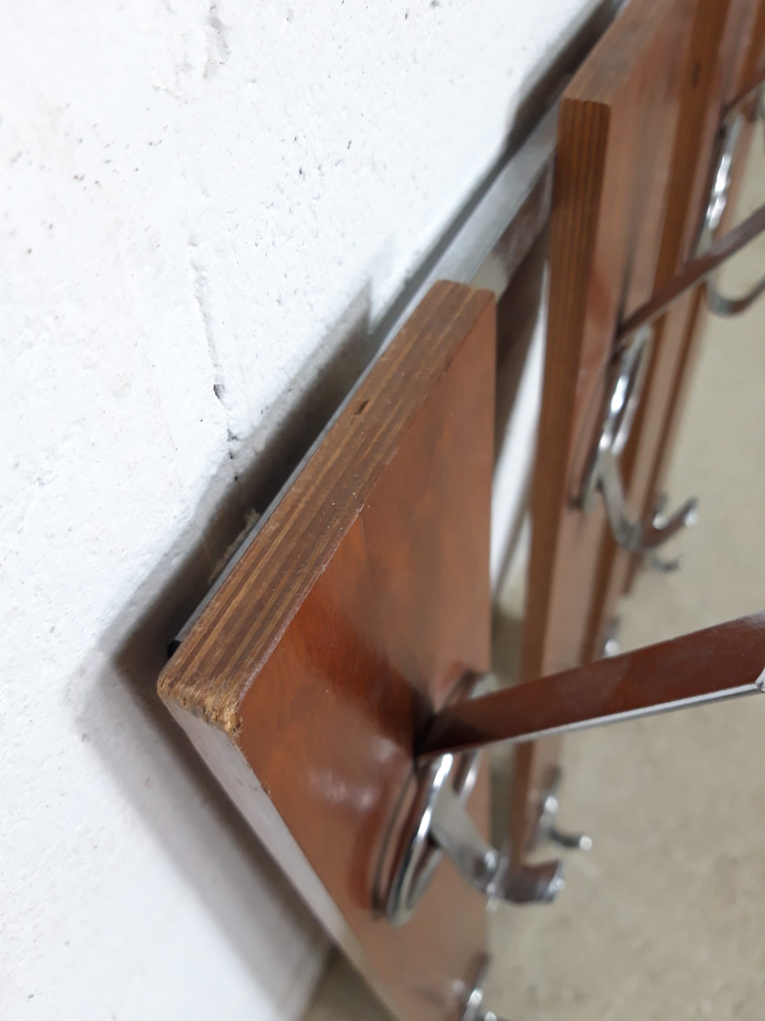 Vintage wooden wall coat rack, 8 hanging points