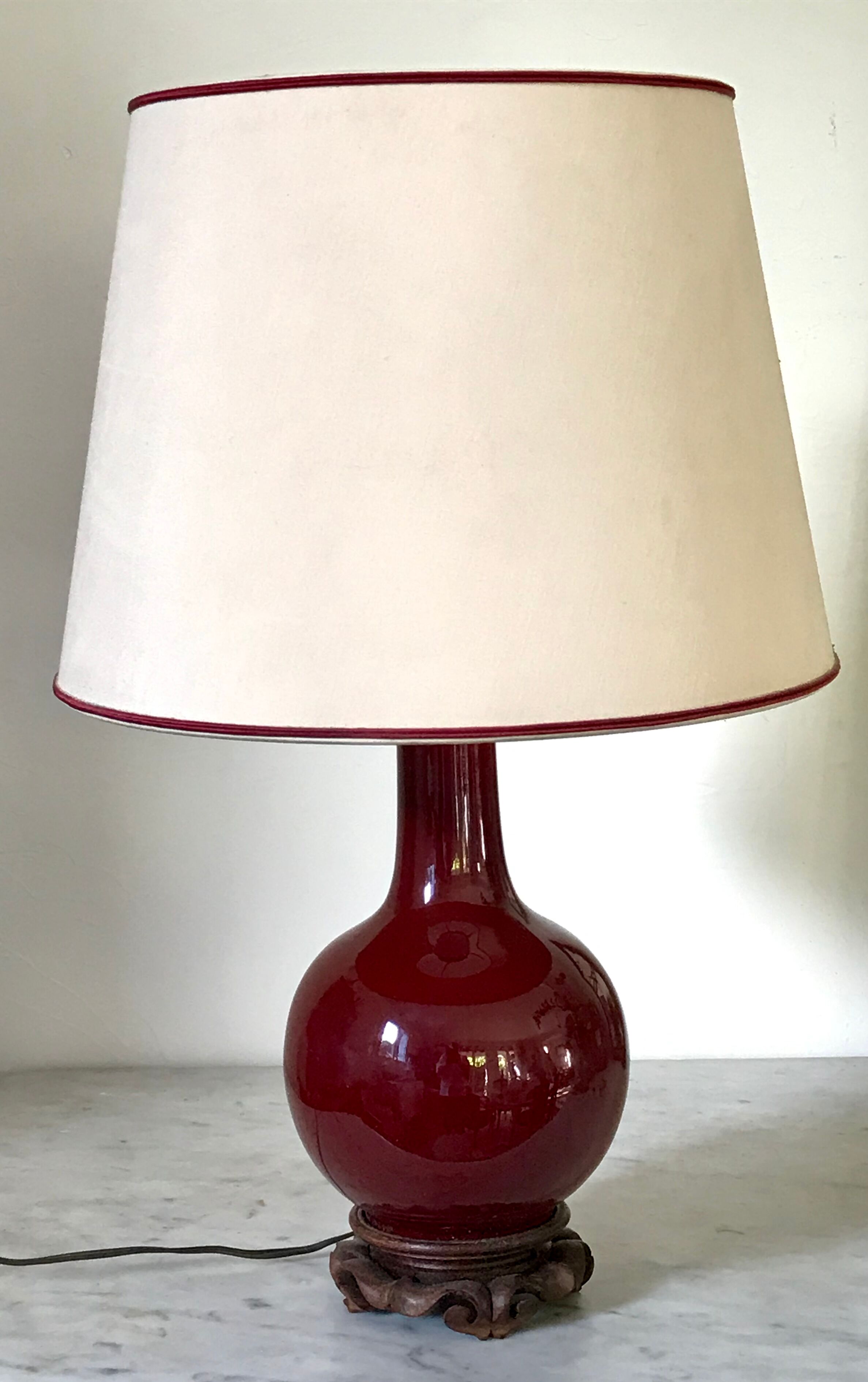 Vintage enamelled porcelain lamp