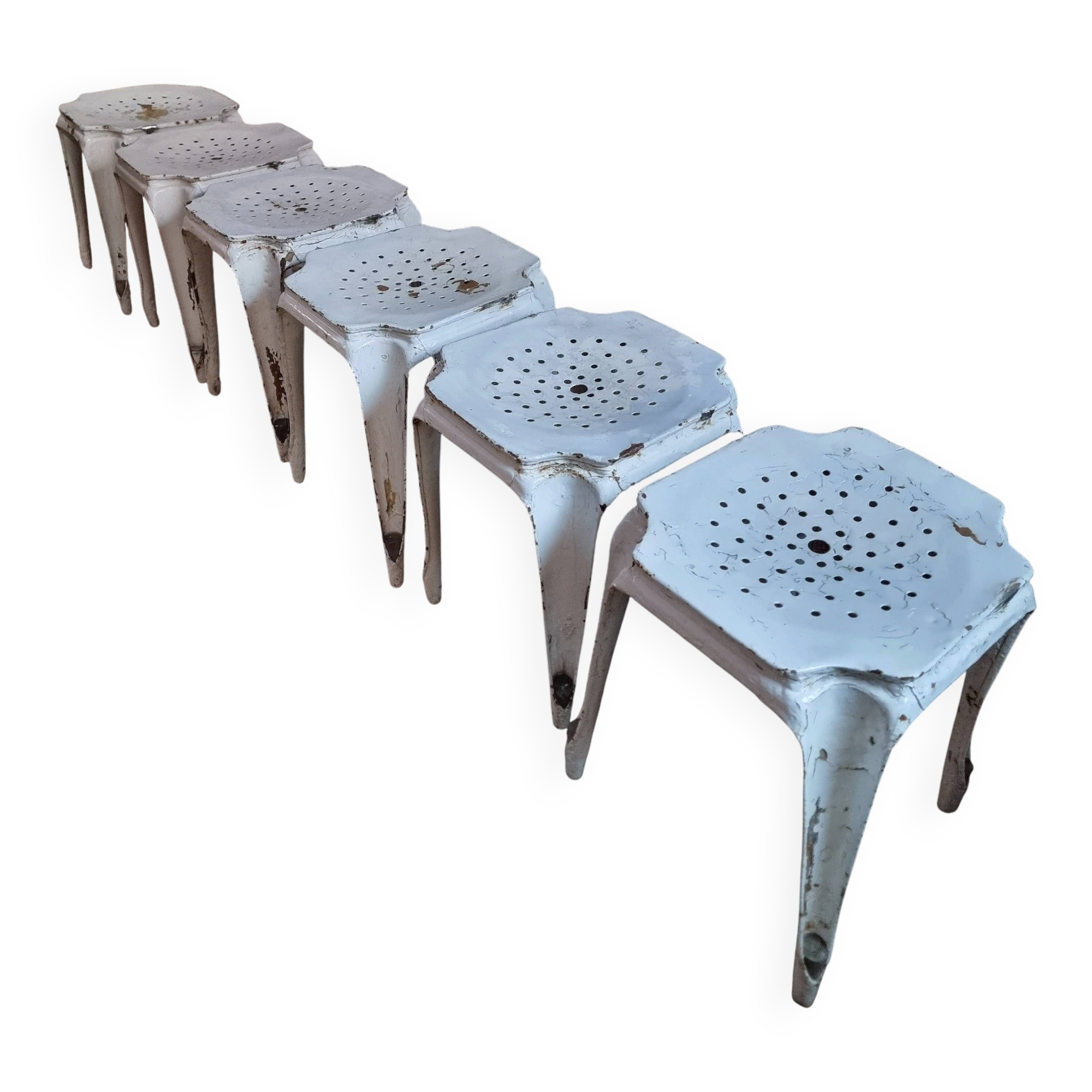 Set of 6 French industrial stools by Multipl’s – 1930s