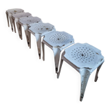 Set of 6 French industrial stools by Multipl’s – 1930s