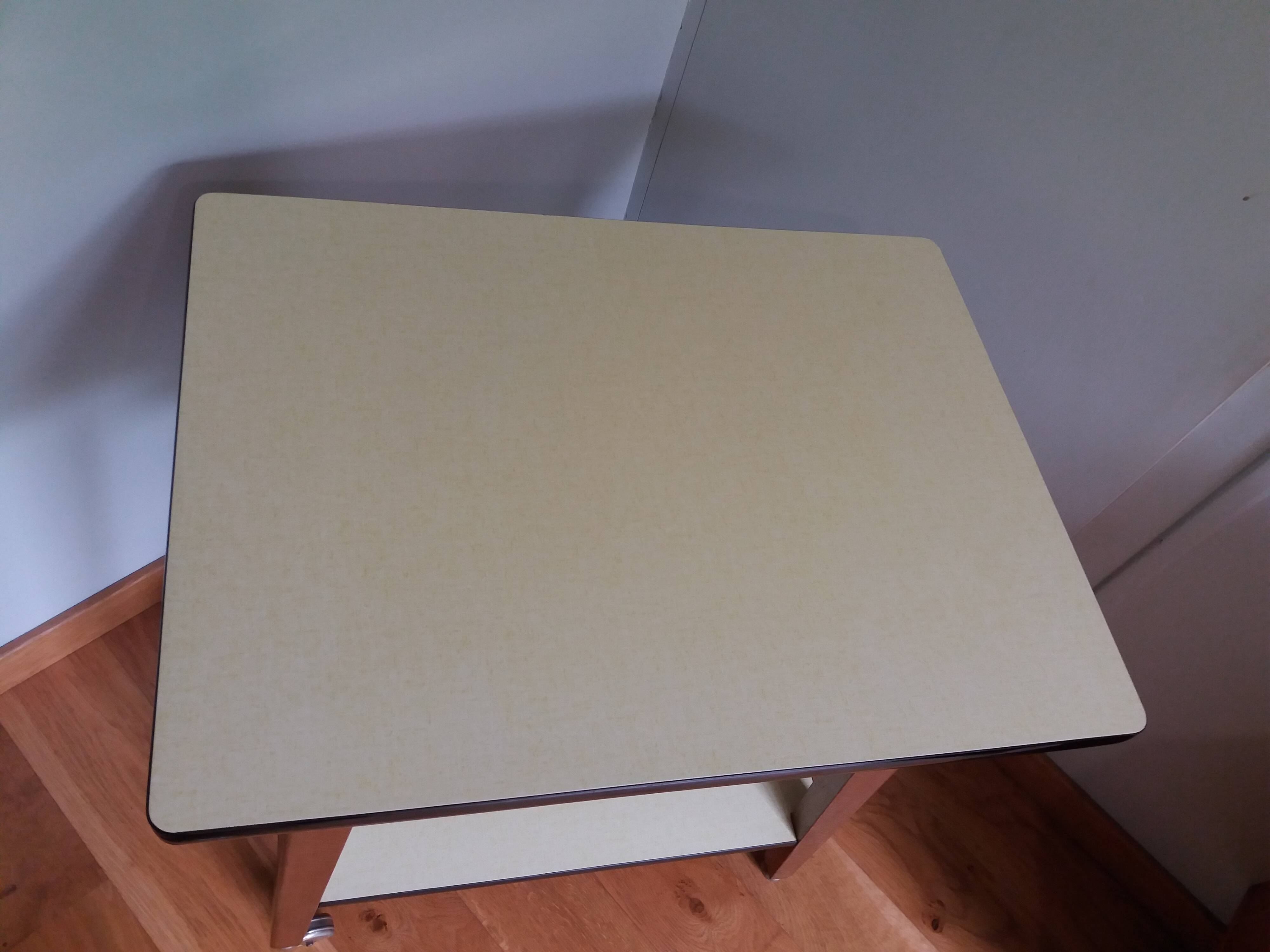 Formica and wood dessert table on wheels
