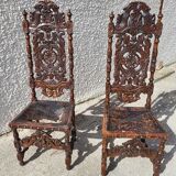 Pair of large chairs to restore in carved wood of the xix th century ref je