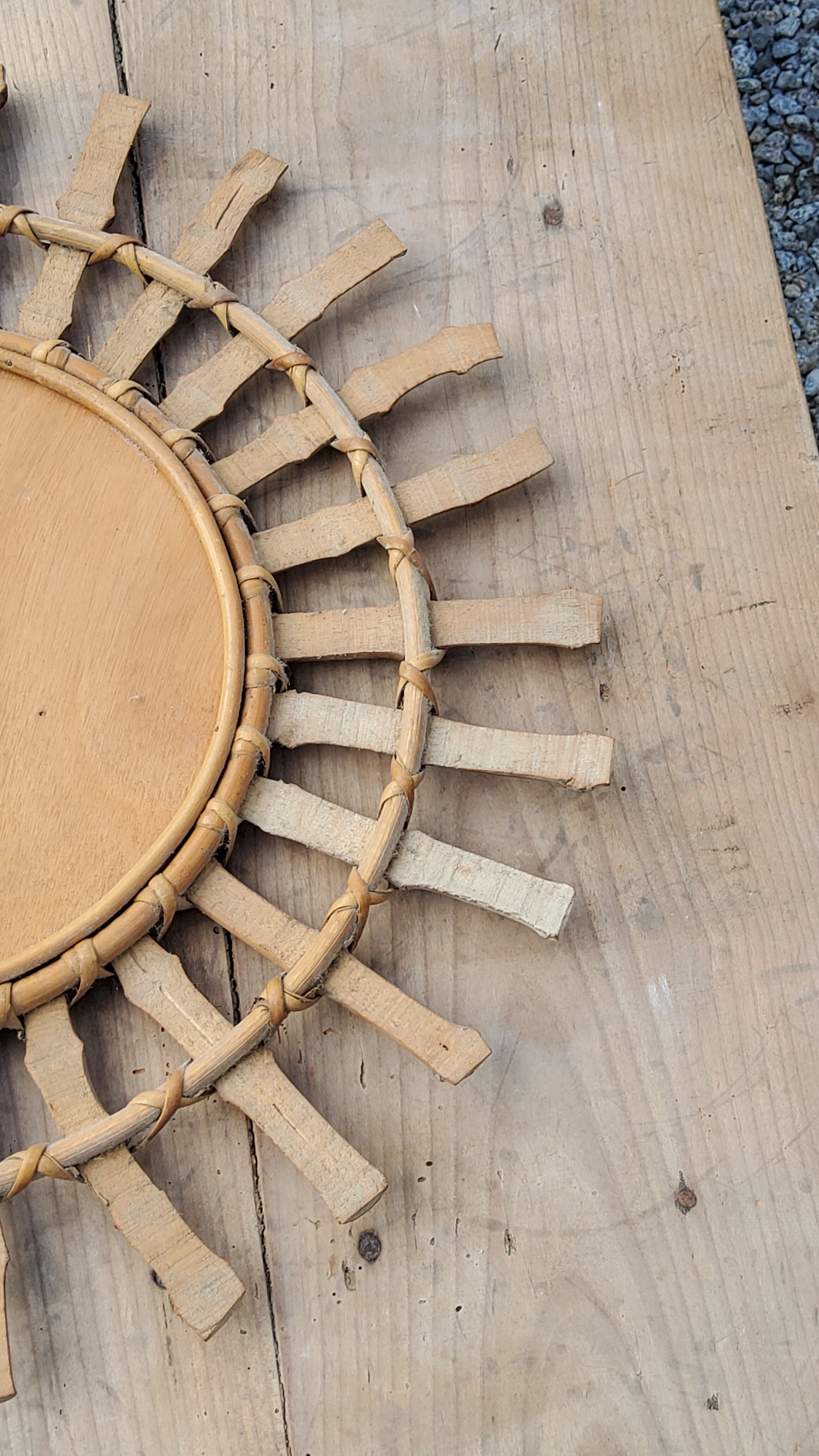 Bamboo sun mirror and rattan of 70 years