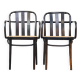 Set of 2 wooden dining chairs with woven seats