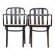 Set of 2 wooden dining chairs with woven seats