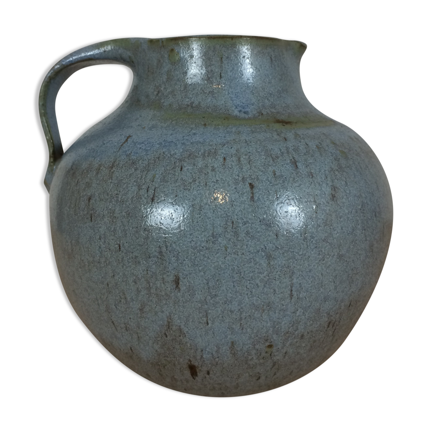 Blue ceramic ball vase signed