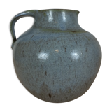 Blue ceramic ball vase signed