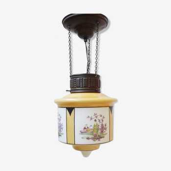 Art deco ceiling lamp with an asian motif