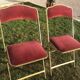 Pair of foldable red velvet chairs