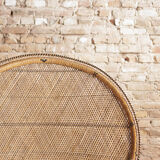 Emmanuelle XXL chair with armrests, rattan canning, bohemian style, circa 1970
