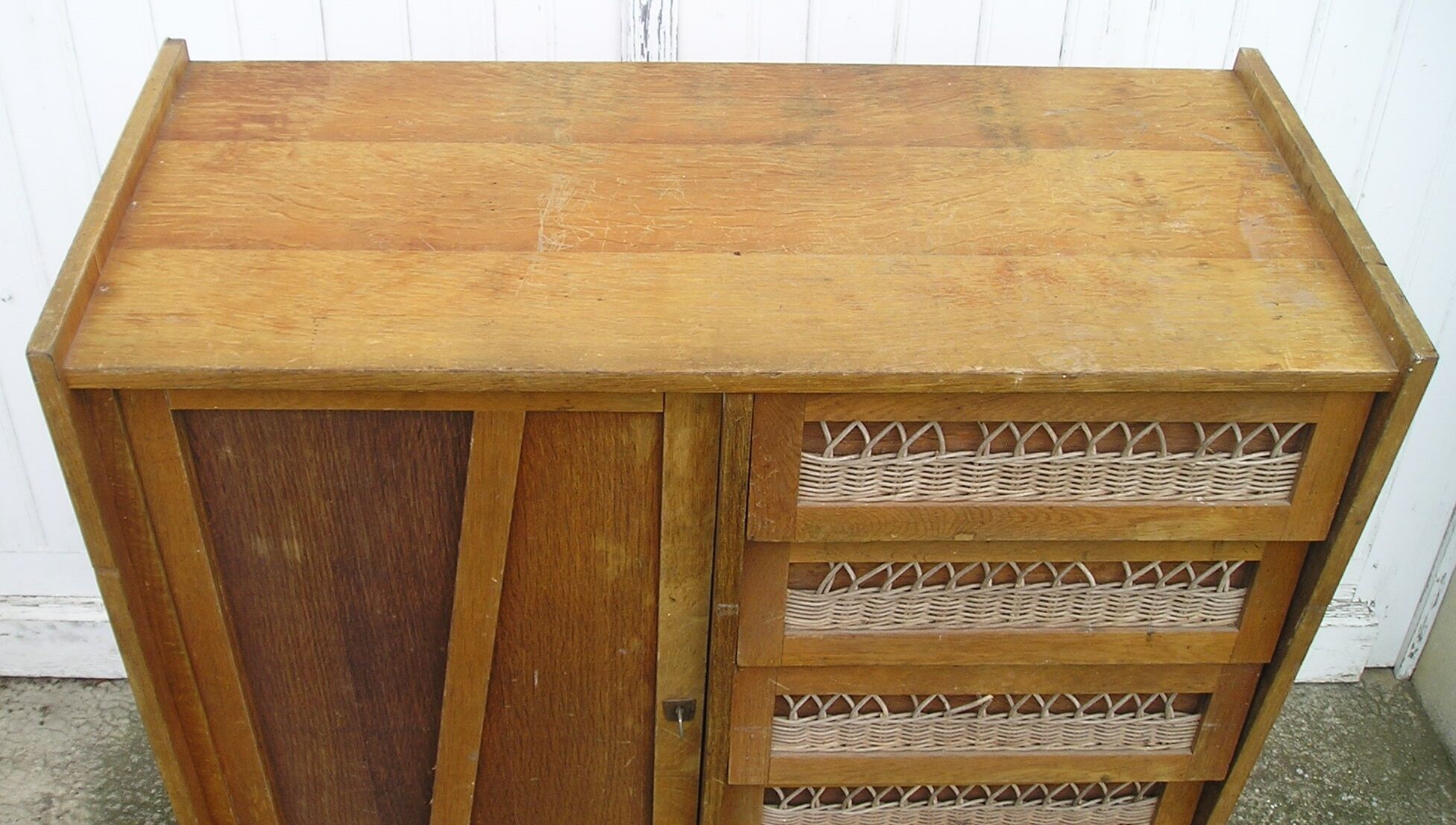 Chest of drawers with compass feet, 1 door and 6 drawers, 1960s