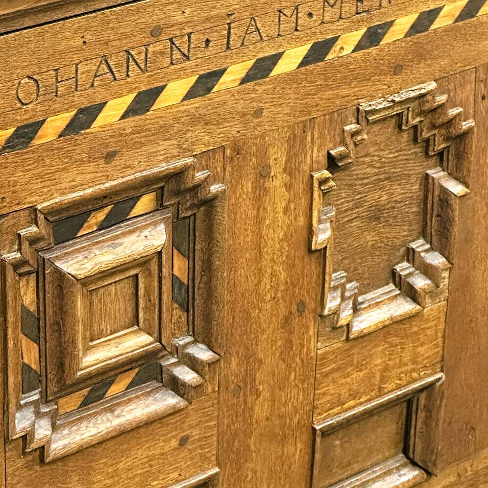 18th century German Baroque travel trunk – dated 1737 – with ebony inlay