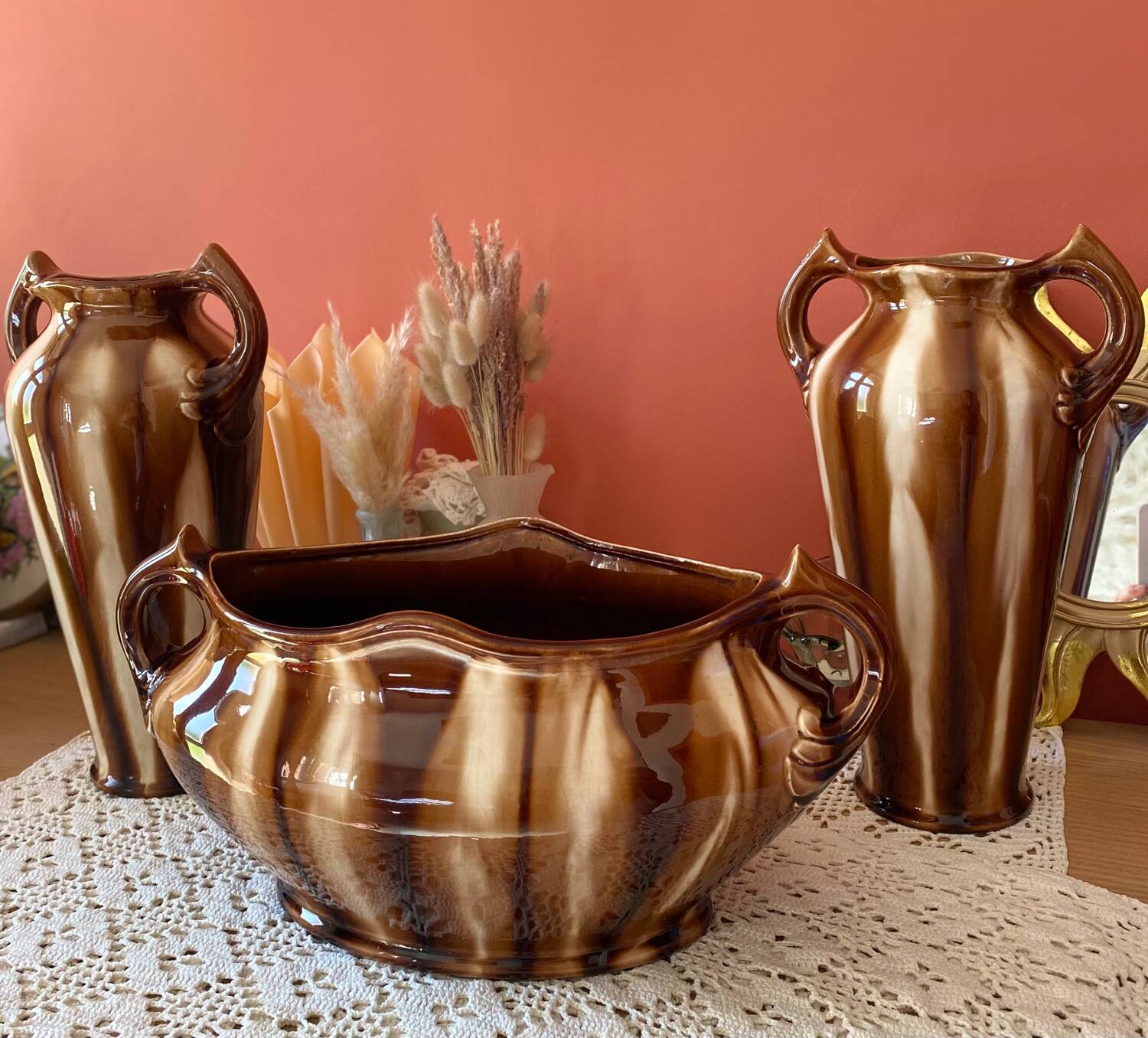 Signed fireplace surround