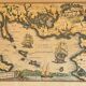 Vintage Atlantic Ocean Marine Map Gold Leaf Frame
