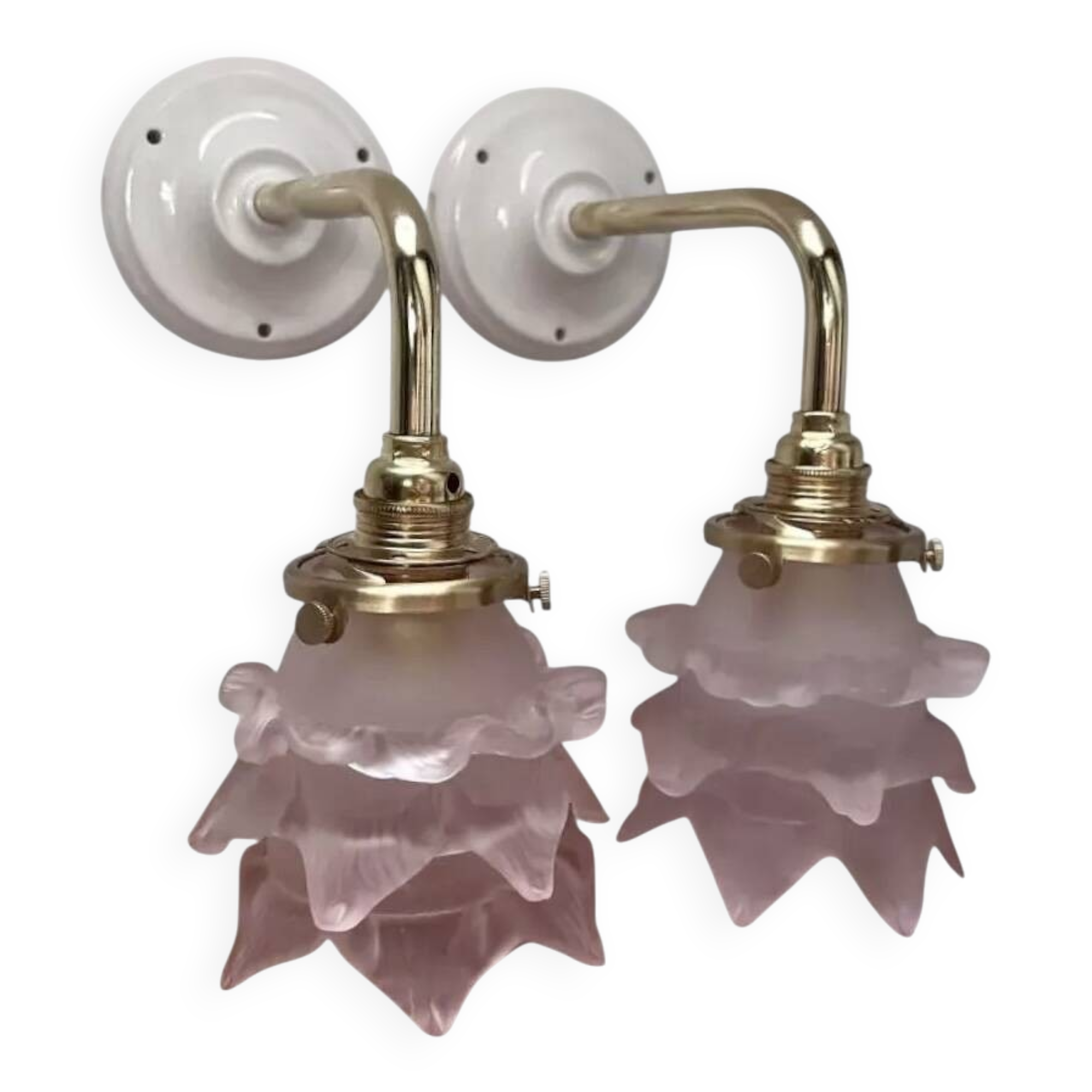 Pair of pink Art Deco wall sconces