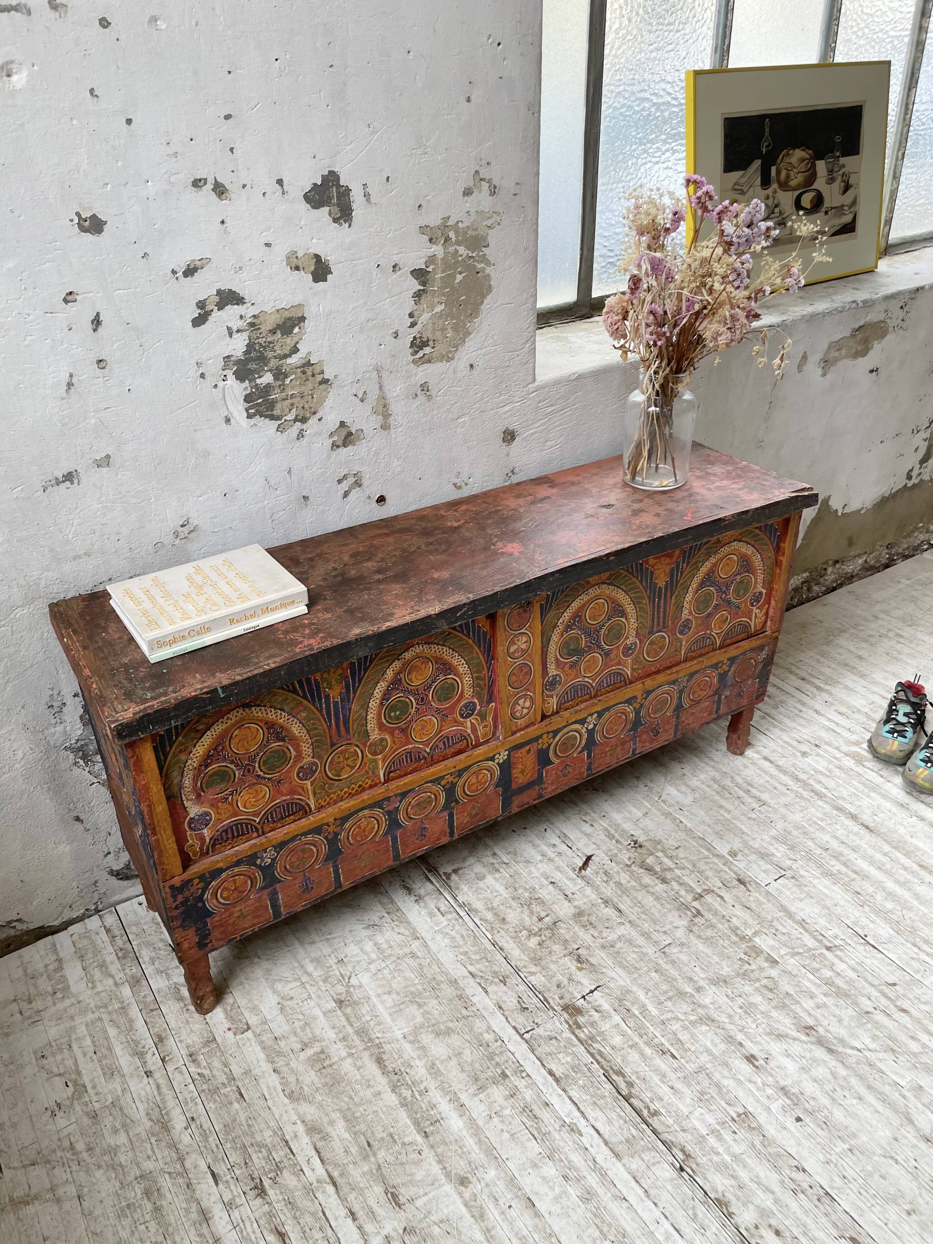 Coffre de mariage marocain polychrome années 50
