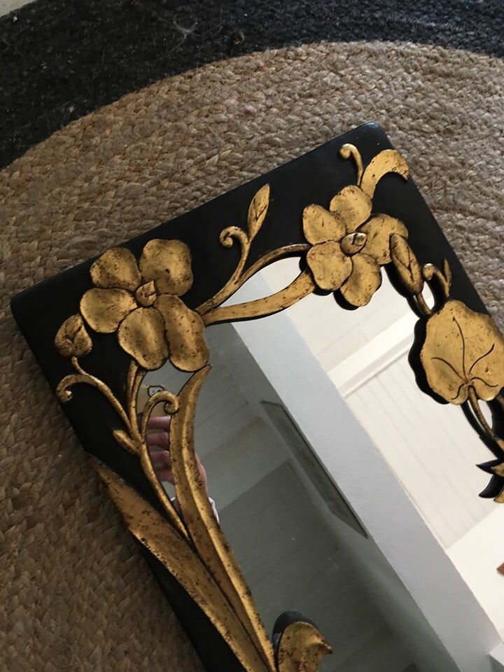 Wooden mirror Bohemian style years 70/80 35x60cm