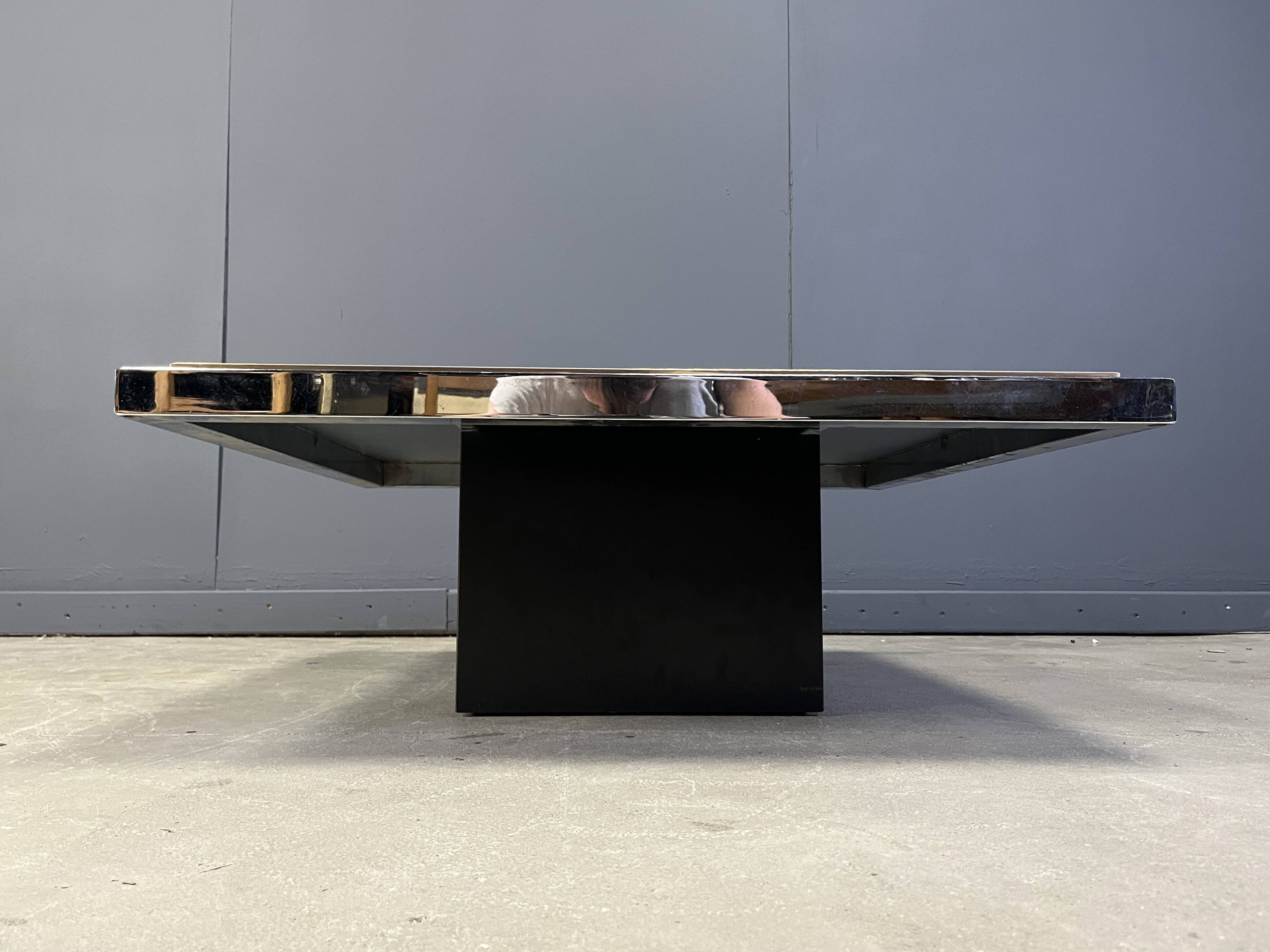 Vintage chrome and brass coffee table, 1970s