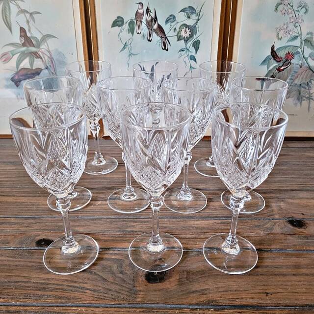Chiseled wine glasses Cristal d'Arques Fontenay model (10 glasses)