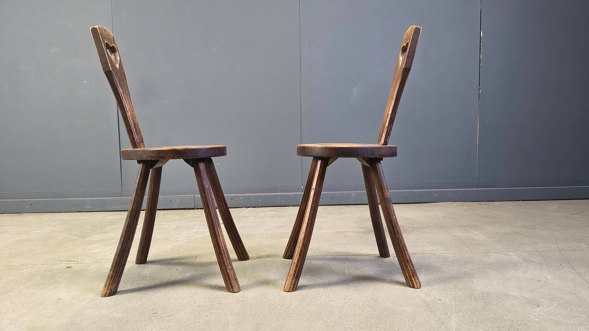 Vintage brutalist heart shaped chairs, 1960s
