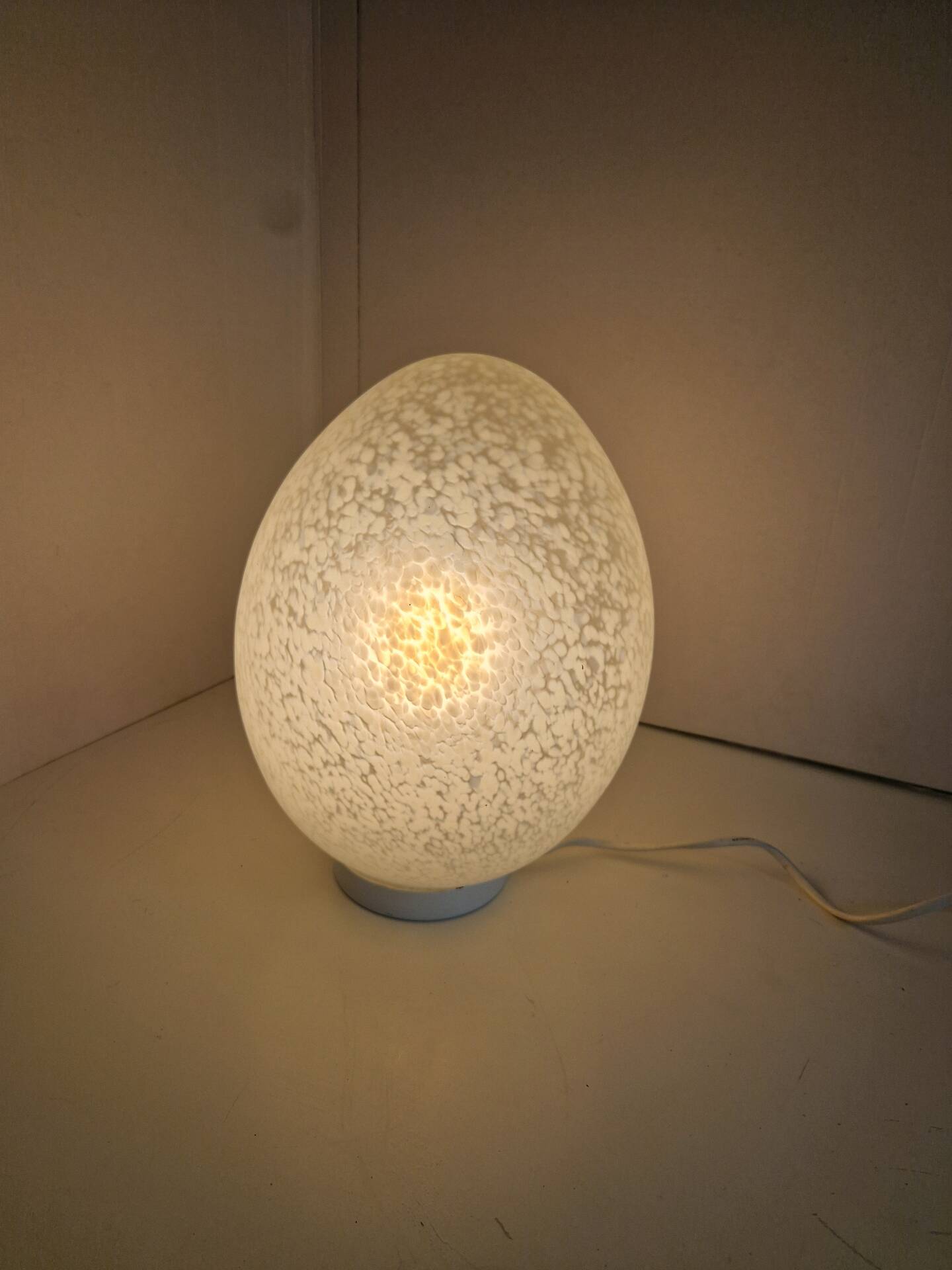 Lampe Oeuf Verre Moucheté  Blanc