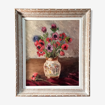 Bouquet of anemones signed Mougin