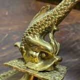 Bronze fish candlestick, late 19th century