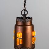 Josef Brumberg JBS Leuchten set of pendants with brass and amber glass