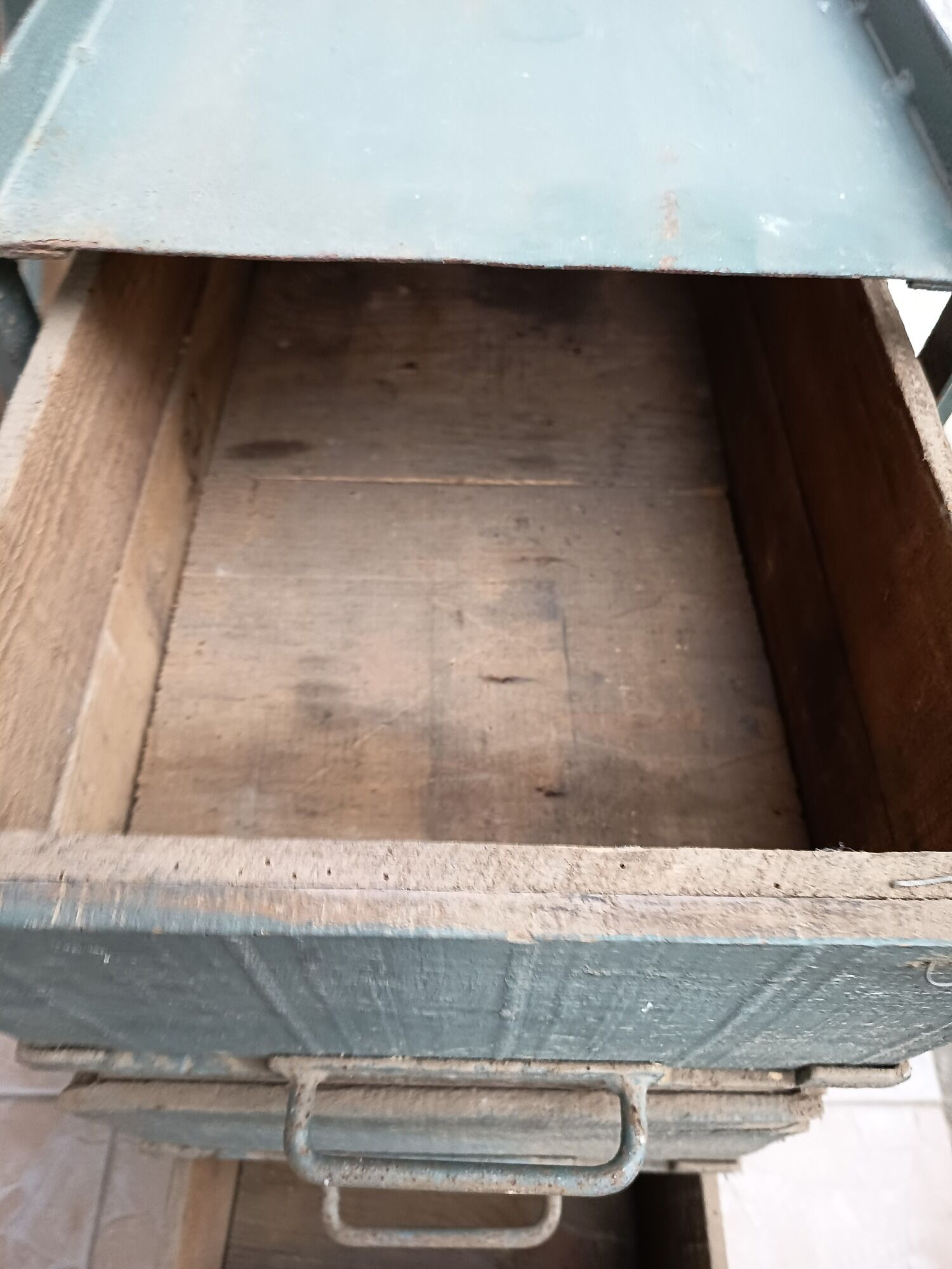 Pair of vintage industrial metal and wood lockers