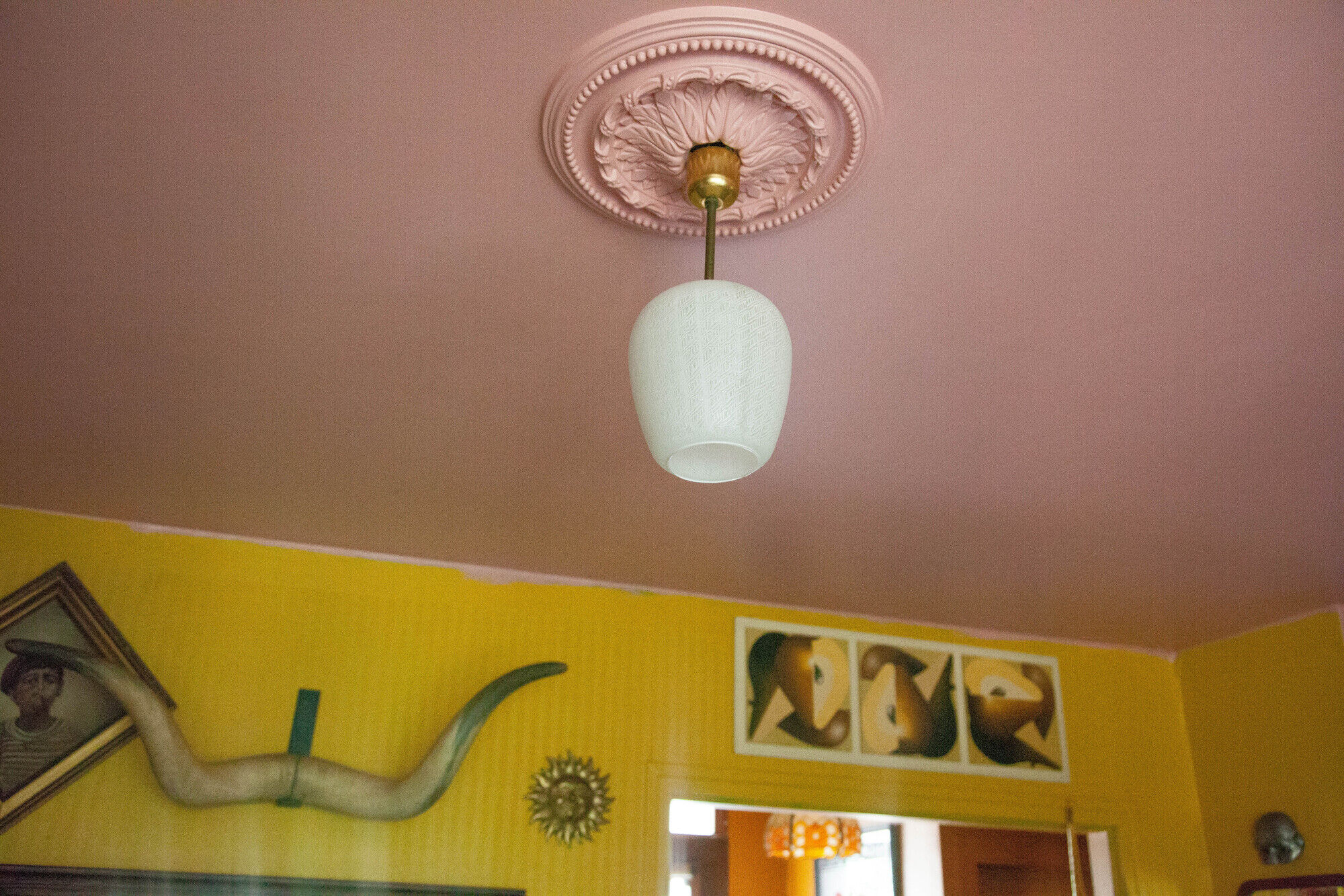 Vintage pendant lamp, opaline glass pendant lamp with patterns, vintage chandelier
