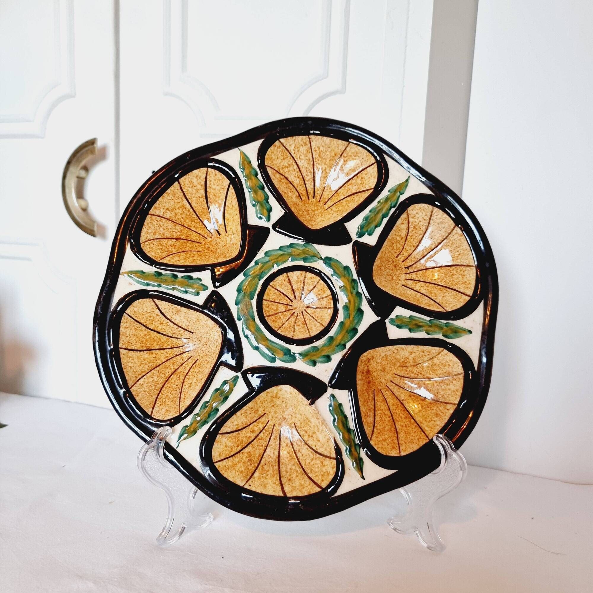 St Jean de Bretagne 1960s French ceramic oyster dish mid century style