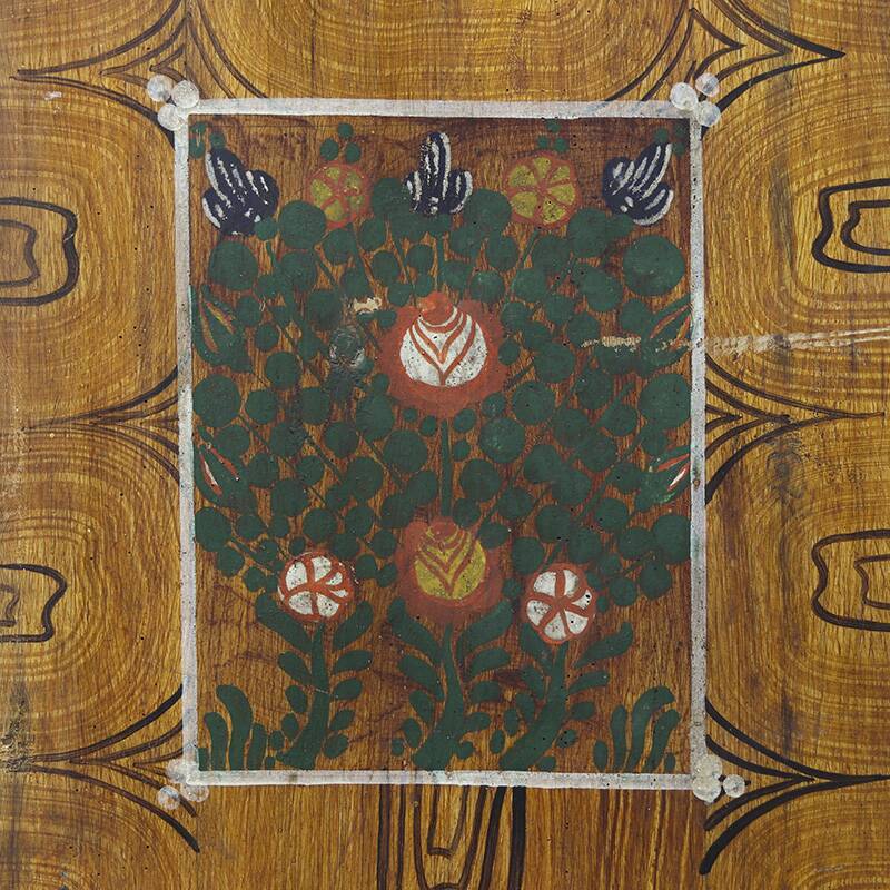 Folk art painted bridal armoire