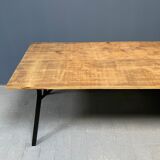 Handmade industrial oak dining table with black metal legs